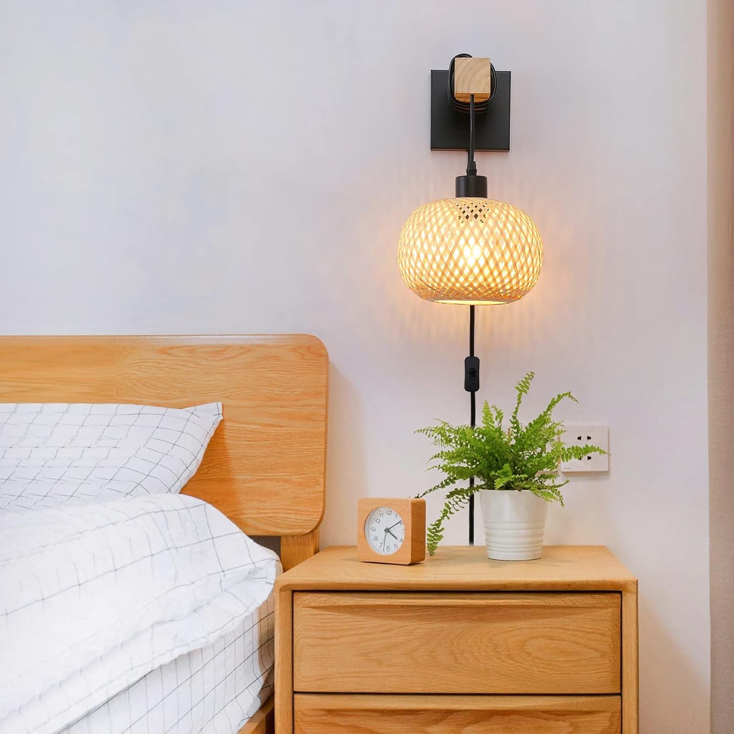 Solace Bamboo Plug-In Sconce