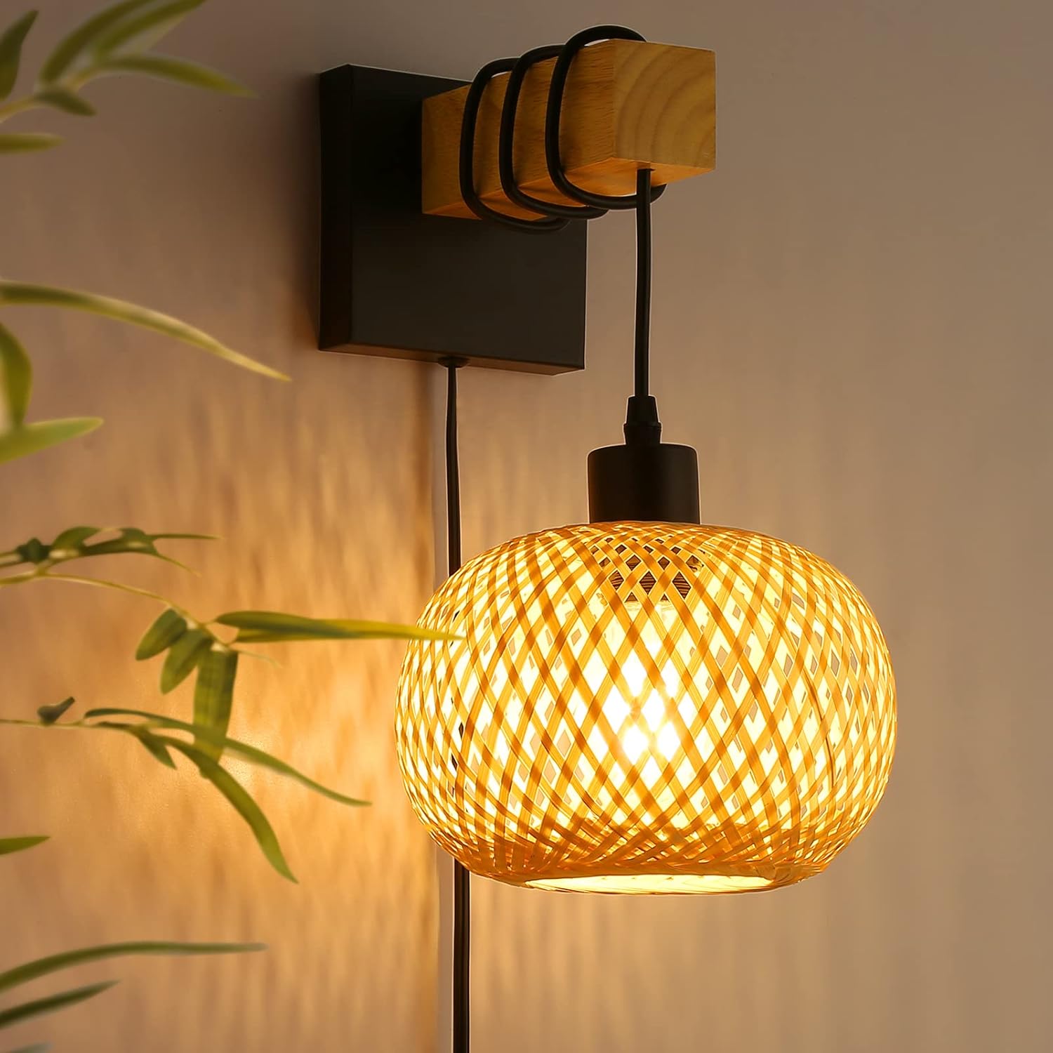 Solace Bamboo Plug-In Sconce