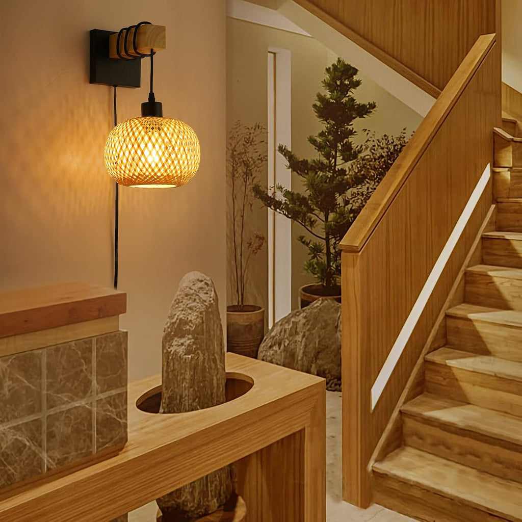 Solace Bamboo Plug-In Sconce