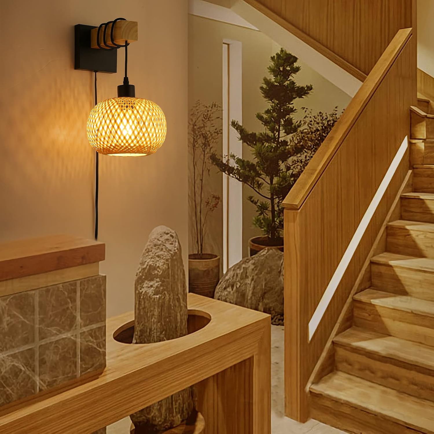 Solace Bamboo Plug-In Sconce
