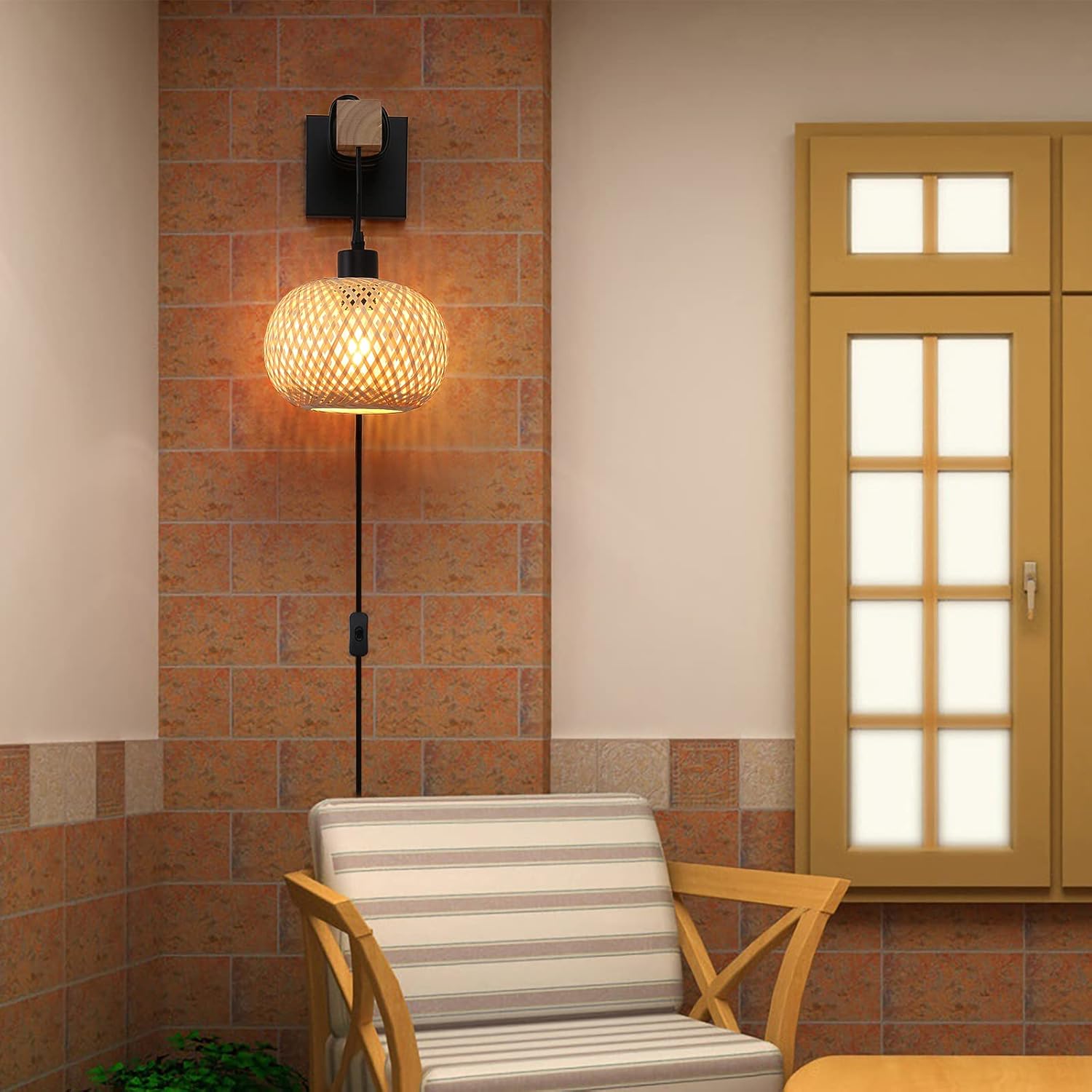 Solace Bamboo Plug-In Sconce