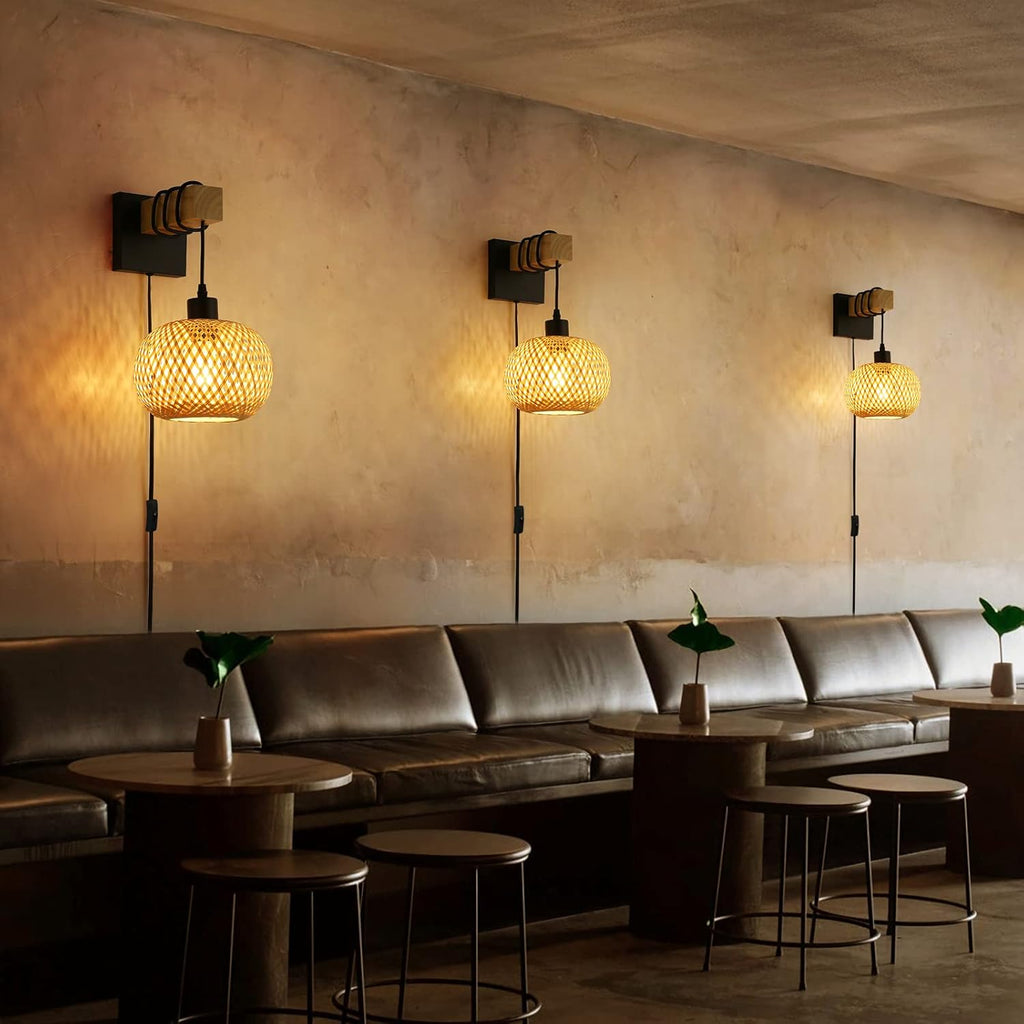 Solace Bamboo Plug-In Sconce