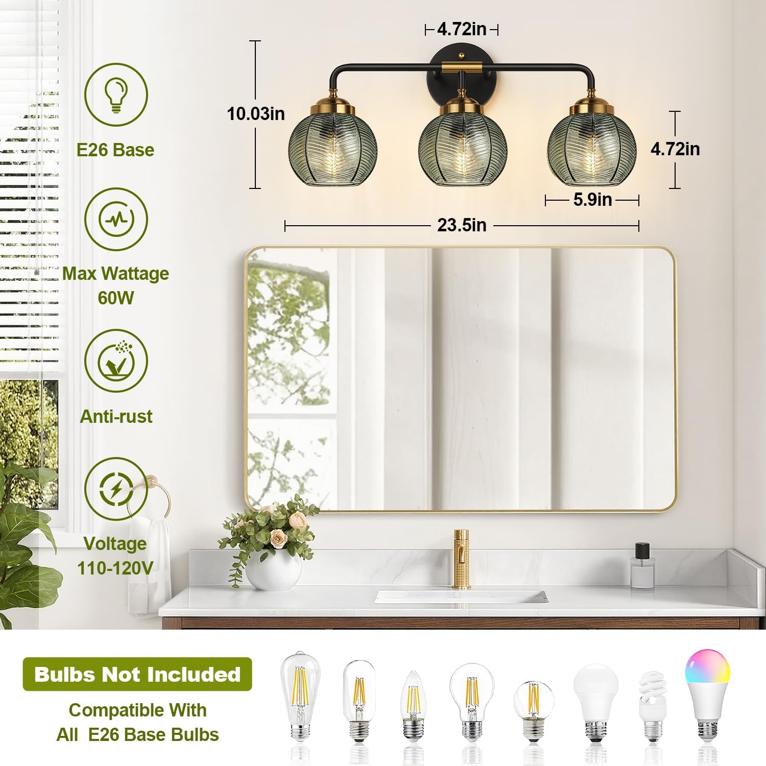 Lumen Smoked Glass Vanity Light